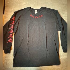 Vintage Sick For Life Long Sleeve Shirt with Red Skull Design
